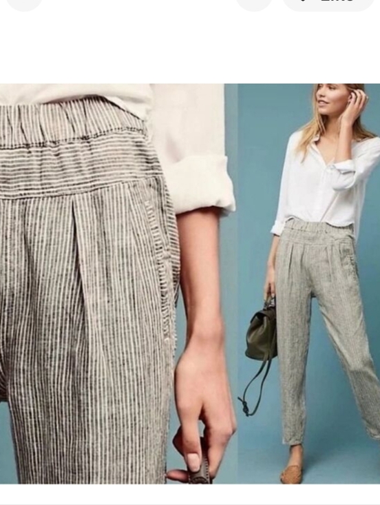 Anthropologie Pants - Anthropologie Hei Hei Striped High-Waist Tapered Pants - Gray/White
